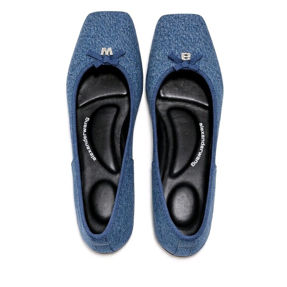 Alexander Wang Billie Flat Womens Size 9 Square Toe Ballet Shoes Indigo Denim - Picture 9 of 16